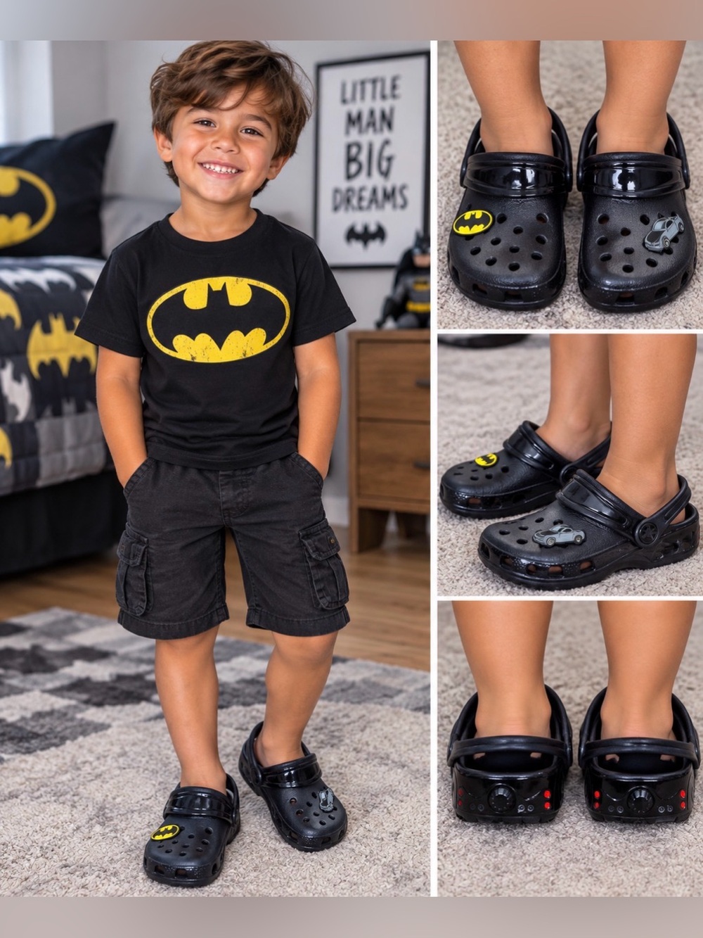 CROCS Kids Batman Batmobile Black Clog Shoes C9